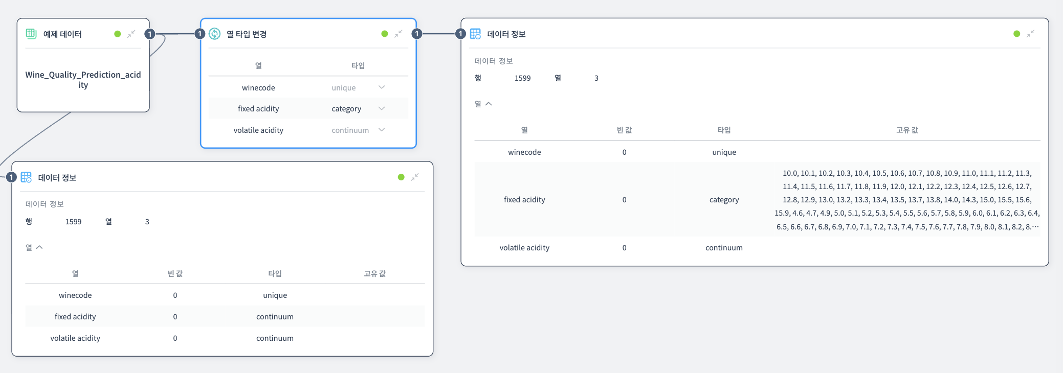 열 타입 변경 노드 예제