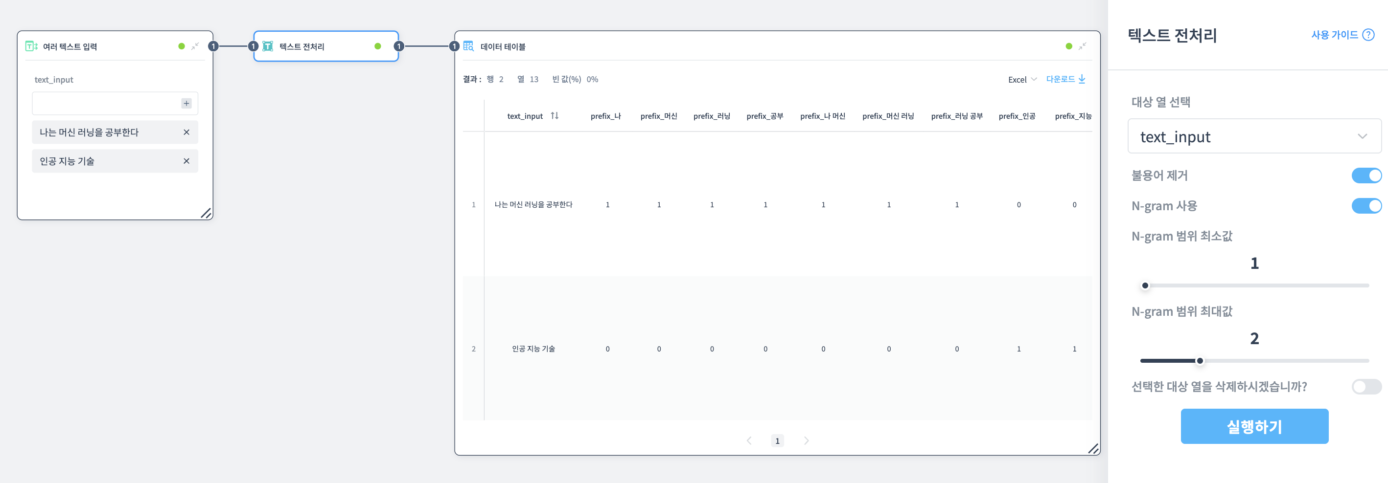 텍스트 전처리 노드 예제